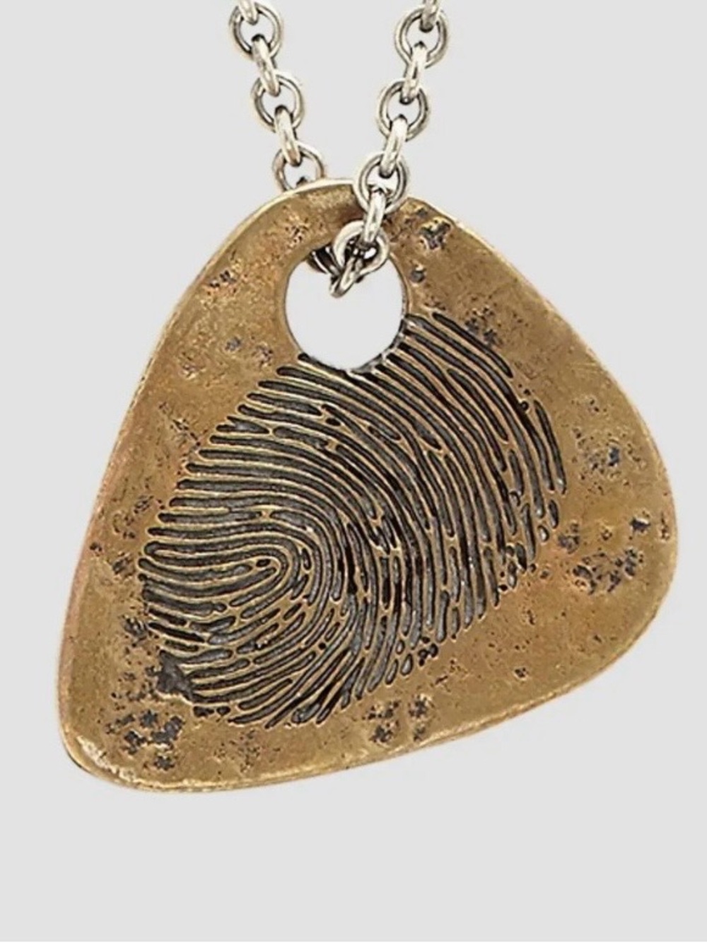 John Varvatos Brass Guitar Pick Pendant Necklace - Gold Tone